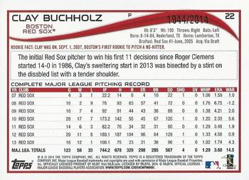 2014 Topps Opening Day - Blue #22 Clay Buchholz Back