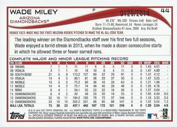 2014 Topps Opening Day - Blue #44 Wade Miley Back