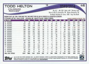 2014 Topps Opening Day - Blue #46 Todd Helton Back