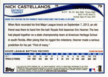 2014 Topps Opening Day - Blue #79 Nick Castellanos Back