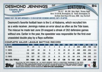 2014 Topps Opening Day - Blue #84 Desmond Jennings Back