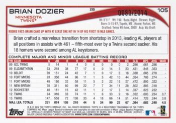 2014 Topps Opening Day - Blue #105 Brian Dozier Back