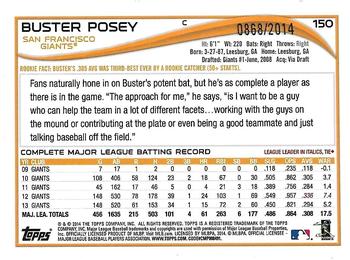 2014 Topps Opening Day - Blue #150 Buster Posey Back