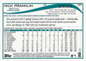 2014 Topps Opening Day - Blue #177 Nick Franklin Back