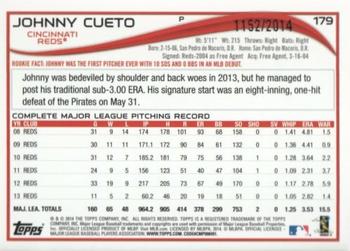 2014 Topps Opening Day - Blue #179 Johnny Cueto Back