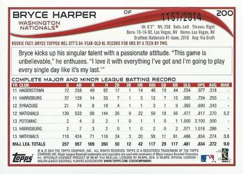 2014 Topps Opening Day - Blue #200 Bryce Harper Back