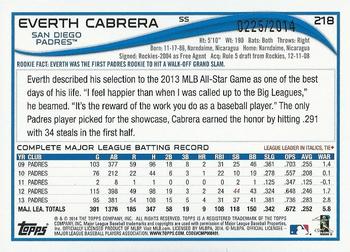2014 Topps Opening Day - Blue #218 Everth Cabrera Back