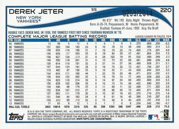 2014 Topps Opening Day - Blue #220 Derek Jeter Back