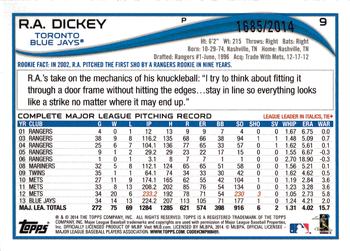 2014 Topps Opening Day - Blue #9 R.A. Dickey Back
