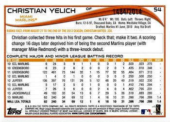 2014 Topps Opening Day - Blue #54 Christian Yelich Back