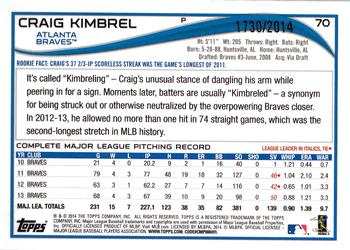 2014 Topps Opening Day - Blue #70 Craig Kimbrel Back
