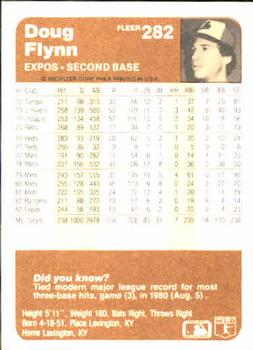 1983 Fleer #282 Doug Flynn Back