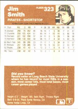 1983 Fleer #323 Jim Smith Back