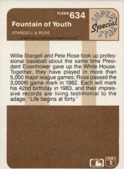 1983 Fleer #634 Fountain of Youth (Willie Stargell / Pete Rose) Back