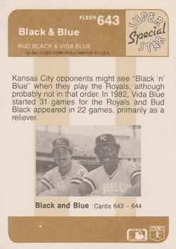 1983 Fleer #643 Black & Blue (Vida Blue) Back