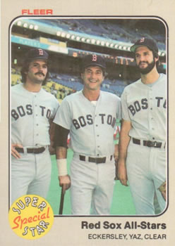 1983 Fleer #629 Red Sox All-Stars (Dennis Eckersley / Carl Yastrzemski / Mark Clear) Front
