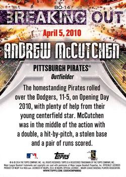 2014 Topps Opening Day - Breaking Out #BO-14 Andrew McCutchen Back
