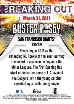 2014 Topps Opening Day - Breaking Out #BO-5 Buster Posey Back