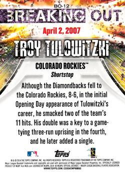 2014 Topps Opening Day - Breaking Out #BO-12 Troy Tulowitzki Back