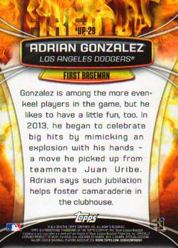 2014 Topps Opening Day - Fired Up #UP-29 Adrian Gonzalez Back