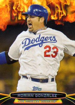2014 Topps Opening Day - Fired Up #UP-29 Adrian Gonzalez Front