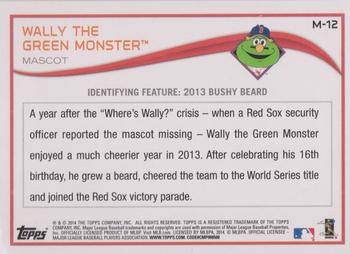 2014 Topps Opening Day - Mascots #M-12 Wally The Green Monster Back