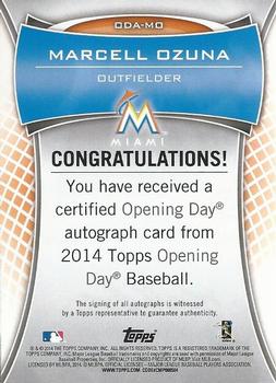 2014 Topps Opening Day - Autographs #ODA-MO Marcell Ozuna Back
