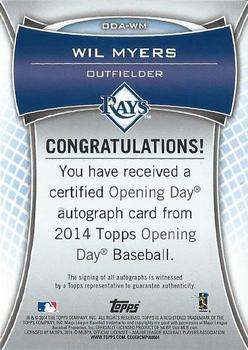 2014 Topps Opening Day - Autographs #ODA-WM Wil Myers Back