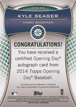 2014 Topps Opening Day - Autographs #ODA-KS Kyle Seager Back