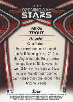 2014 Topps Opening Day - Opening Day Stars #ODS-1 Mike Trout Back