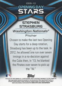 2014 Topps Opening Day - Opening Day Stars #ODS-12 Stephen Strasburg  Back