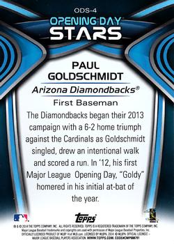 2014 Topps Opening Day - Opening Day Stars #ODS-4 Paul Goldschmidt Back