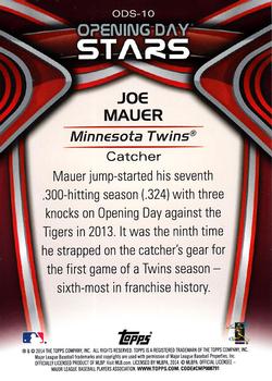 2014 Topps Opening Day - Opening Day Stars #ODS-10 Joe Mauer Back