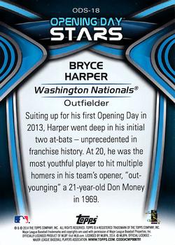2014 Topps Opening Day - Opening Day Stars #ODS-18 Bryce Harper Back
