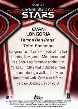 2014 Topps Opening Day - Opening Day Stars #ODS-24 Evan Longoria Back