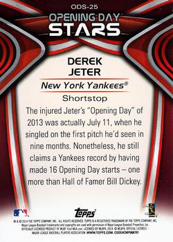 2014 Topps Opening Day - Opening Day Stars #ODS-25 Derek Jeter Back