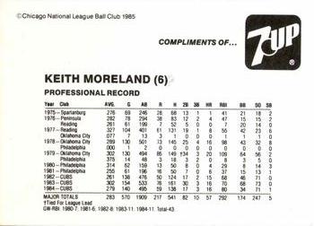 1985 7-Up Chicago Cubs #NNO Keith Moreland Back