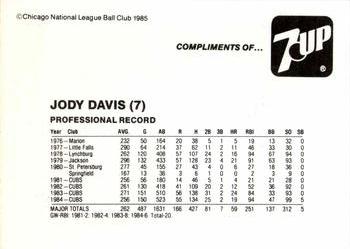 1985 7-Up Chicago Cubs #NNO Jody Davis Back