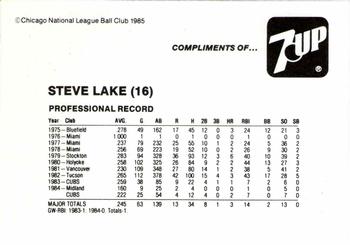 1985 7-Up Chicago Cubs #NNO Steve Lake Back