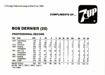 1985 7-Up Chicago Cubs #NNO Bob Dernier Back