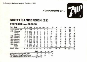1985 7-Up Chicago Cubs #NNO Scott Sanderson Back