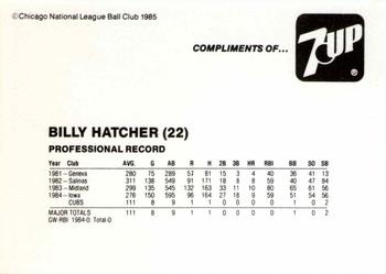 1985 7-Up Chicago Cubs #NNO Billy Hatcher Back