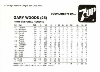 1985 7-Up Chicago Cubs #NNO Gary Woods Back