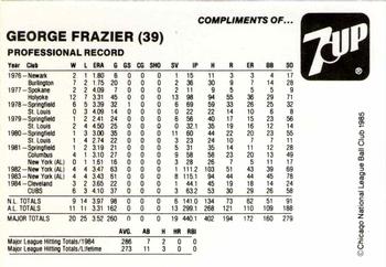 1985 7-Up Chicago Cubs #NNO George Frazier Back
