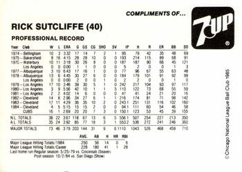 1985 7-Up Chicago Cubs #NNO Rick Sutcliffe Back