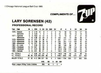 1985 7-Up Chicago Cubs #NNO Lary Sorensen Back