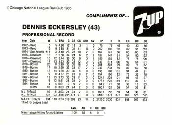1985 7-Up Chicago Cubs #NNO Dennis Eckersley Back