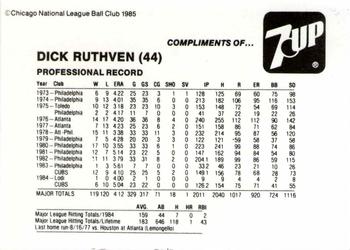 1985 7-Up Chicago Cubs #NNO Dick Ruthven Back