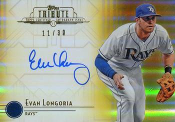 2014 Topps Tribute - Autographs Yellow #TA-EL Evan Longoria Front