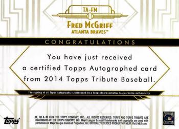 2014 Topps Tribute - Autographs Orange #TA-FM Fred McGriff Back